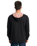 Unisex French Terry Pullover Hoodie - Black / Desrt Pink