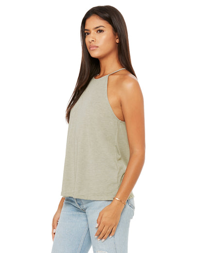 Women's Flowy High Neck Tank - Heather Stone