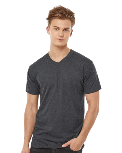 Unisex Poly-Rich V-Neck Tee - Heather Charcoal