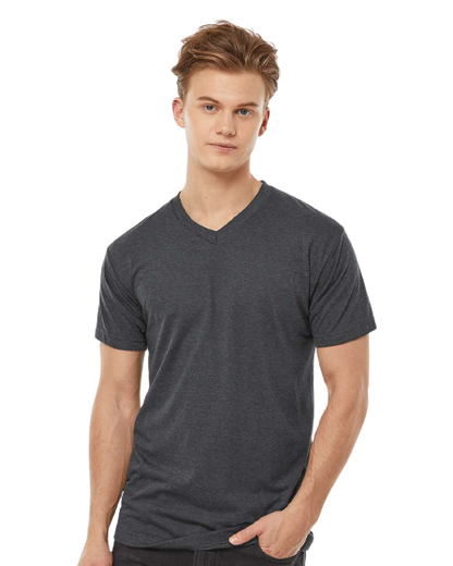 Unisex Poly-Rich V-Neck Tee - Heather Charcoal