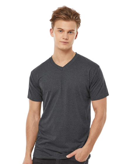 Unisex Poly-Rich V-Neck Tee - Heather Charcoal