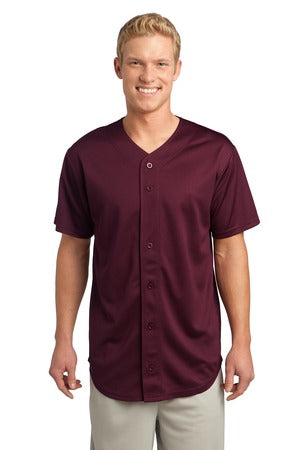 Unisex PosiCharge Tough Mesh Full-Button Jersey - Maroon