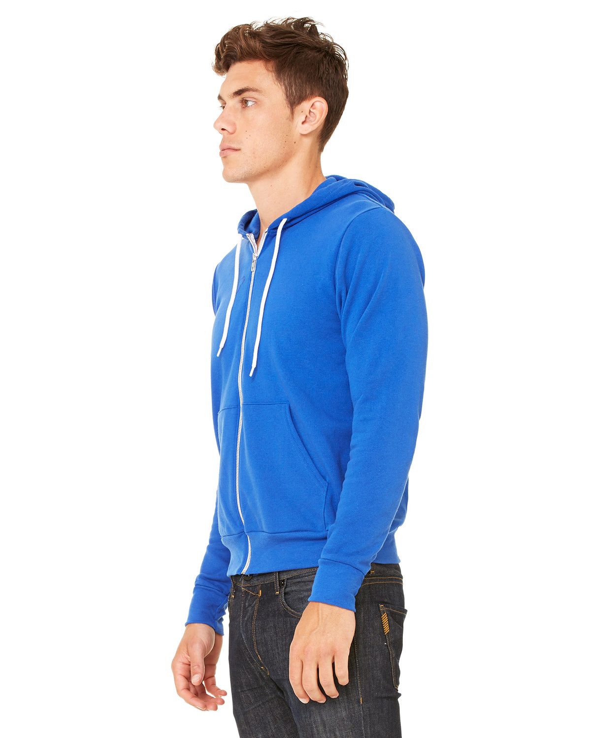 Unisex Poly-Cotton Sponge Fleece Full-Zip Hoodie - True Royal