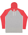 Men's Hooded Raglan Long Sleeve Fine Jersey T-Shirt - Vintage Heather / Vintage Red / White