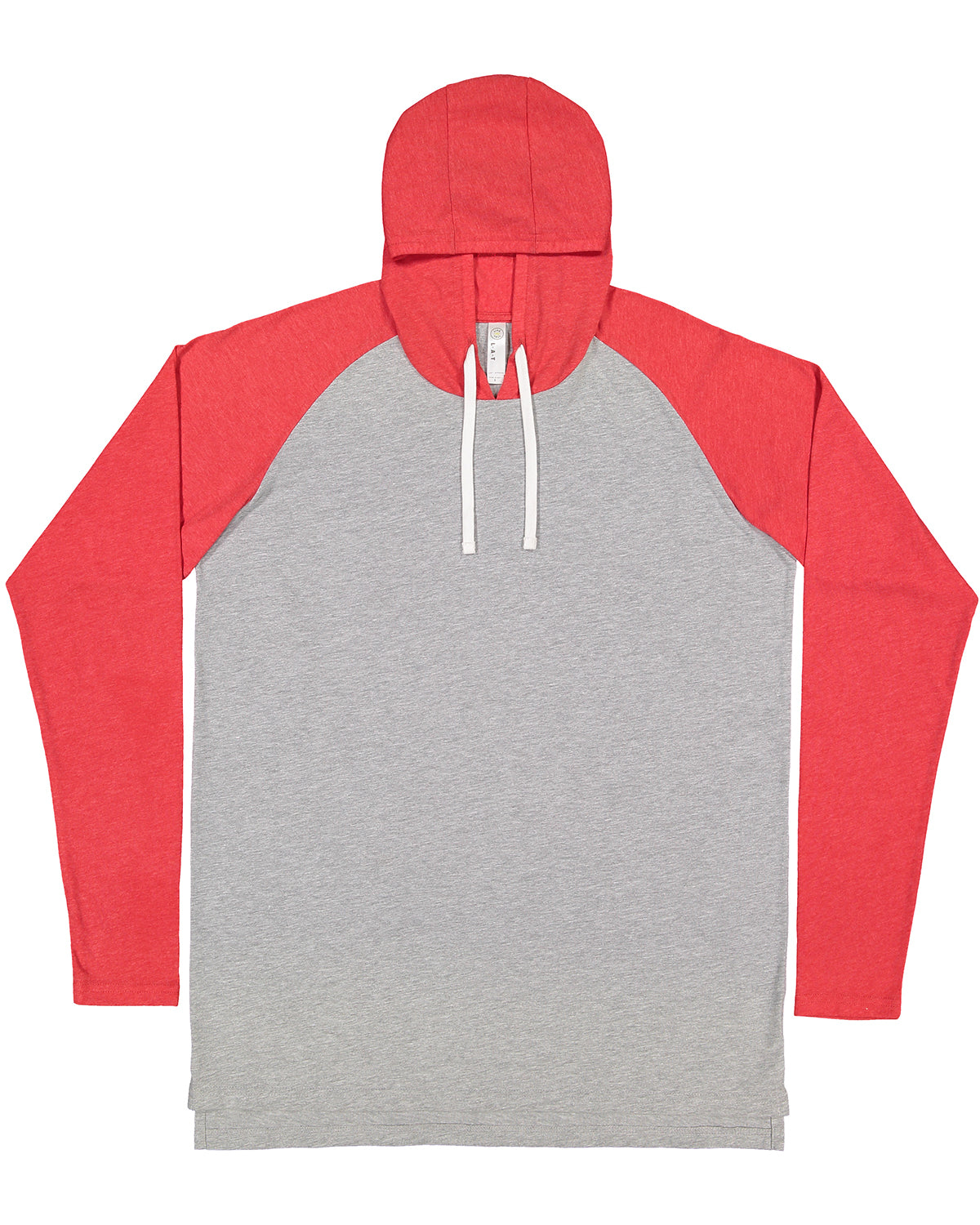 Men's Hooded Raglan Long Sleeve Fine Jersey T-Shirt - Vintage Heather / Vintage Red / White