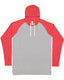 LAT 6917 - Men's Hooded Raglan Long Sleeve Fine Jersey T-Shirt - Vintage Heather / Vintage Red / White