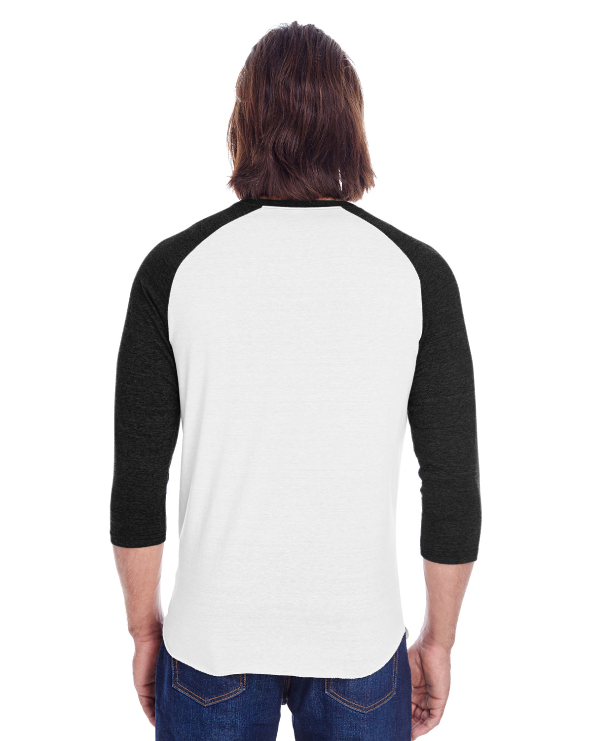 Unisex Triblend 3/4-Sleeve Raglan - Solid White / S Blue Tb