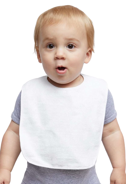 Infant Contrast Trim Terry Bib - White / White