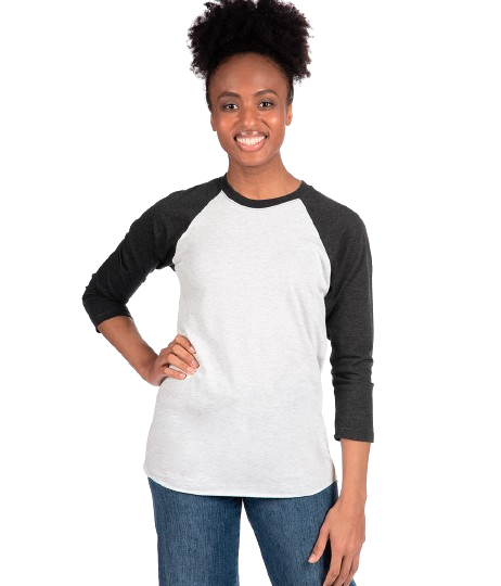 Unisex Triblend 3/4-Sleeve Raglan - Vintage Black / Heather White