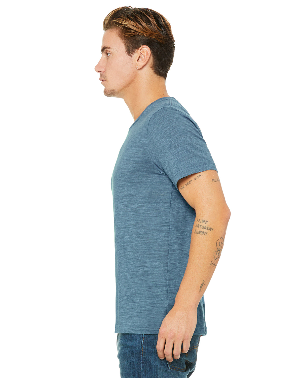 Unisex Poly-Cotton Short-Sleeve T-Shirt - Denim Slub