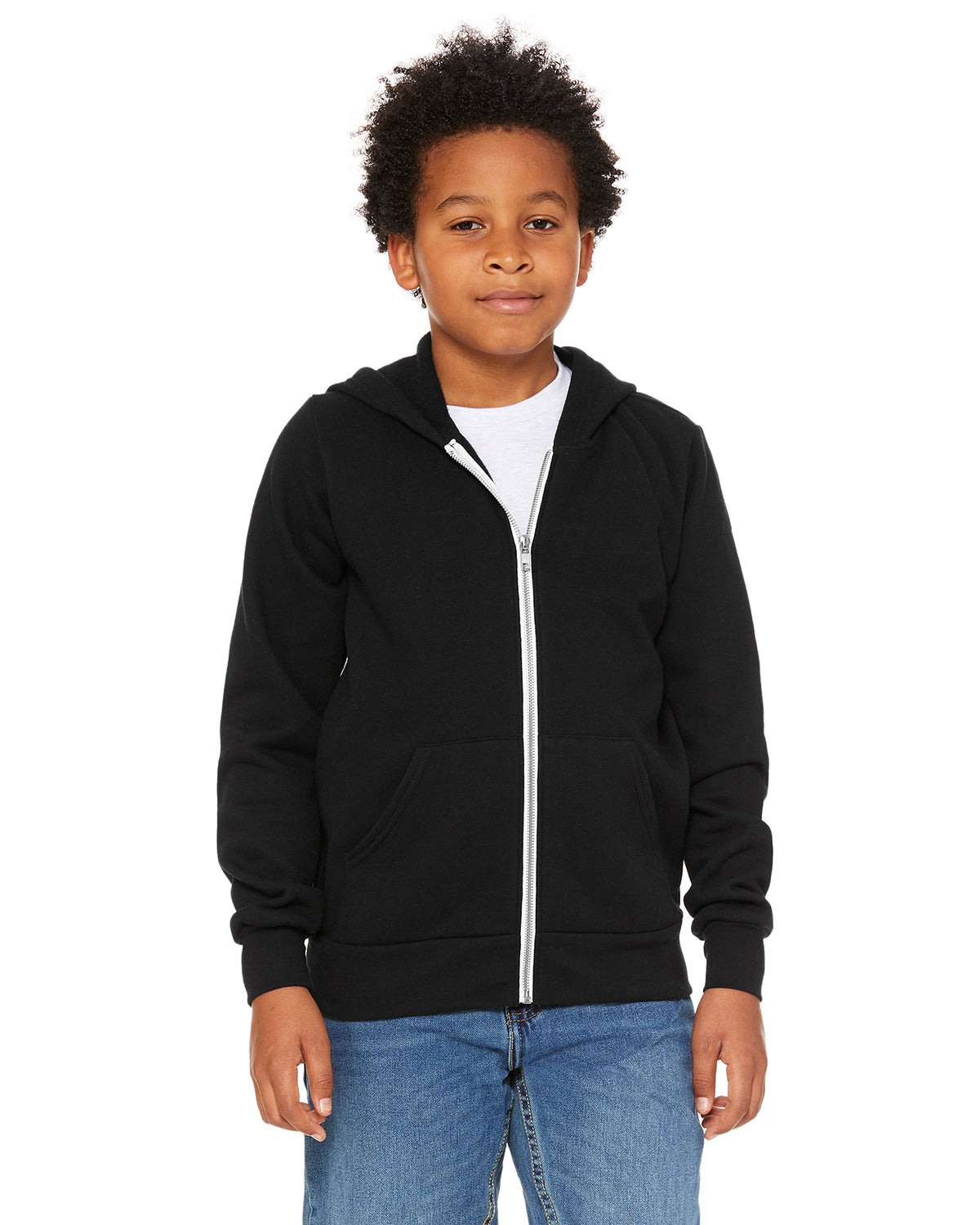 Youth Sponge Fleece Full-Zip Hoodie - Black