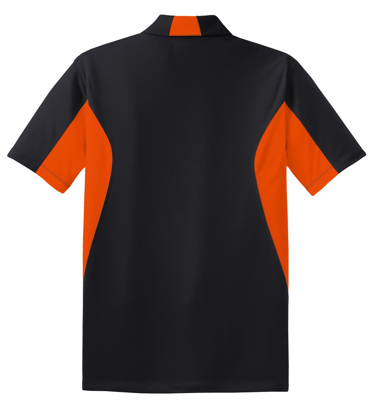 Men's Side Blocked Micropique Sport-Wick Polo - Black / Deep Orange