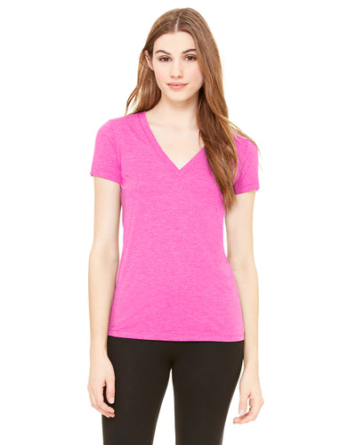 Women's Triblend Short-Sleeve Deep V-Neck T-Shirt - Berry Triblend