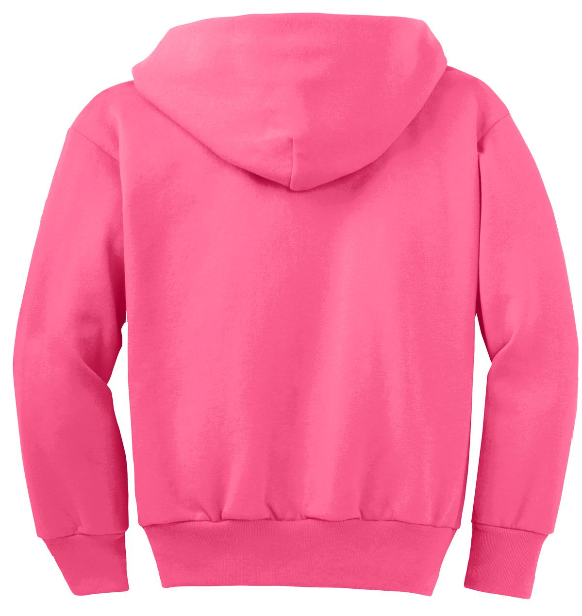 Youth Core Fleece Full-Zip Hoodie - Neon Pink