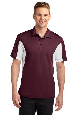 Men's Side Blocked Micropique Sport-Wick Polo - Maroon / White
