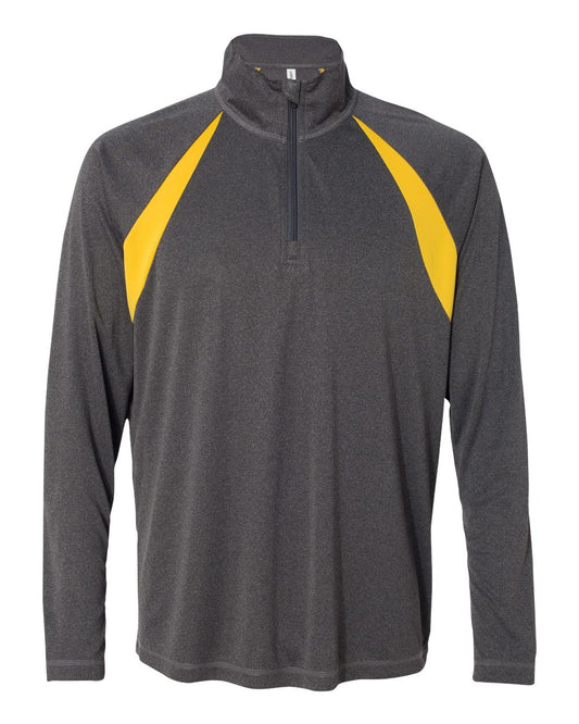 Quarter-Zip Lightweight Raglan Pullover - Dark Gray Heather / Sport Gold