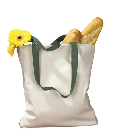 Canvas Tote with Contrasting Handles - Natural / Forest