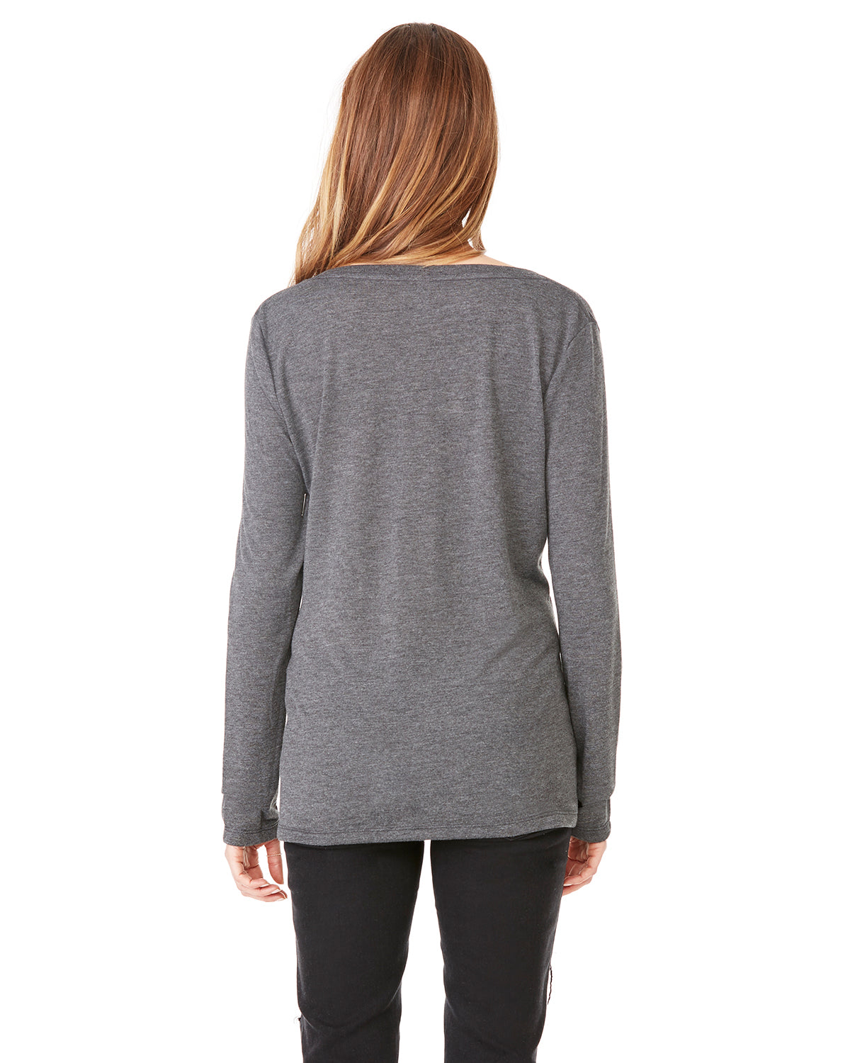 Women's Flowy Long-Sleeve V-Neck - Heather Dark Gray
