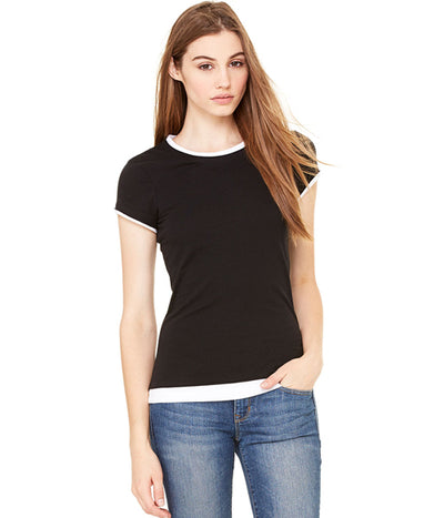 Women's Sheer Jersey 2-in-1 Tee - Black / White