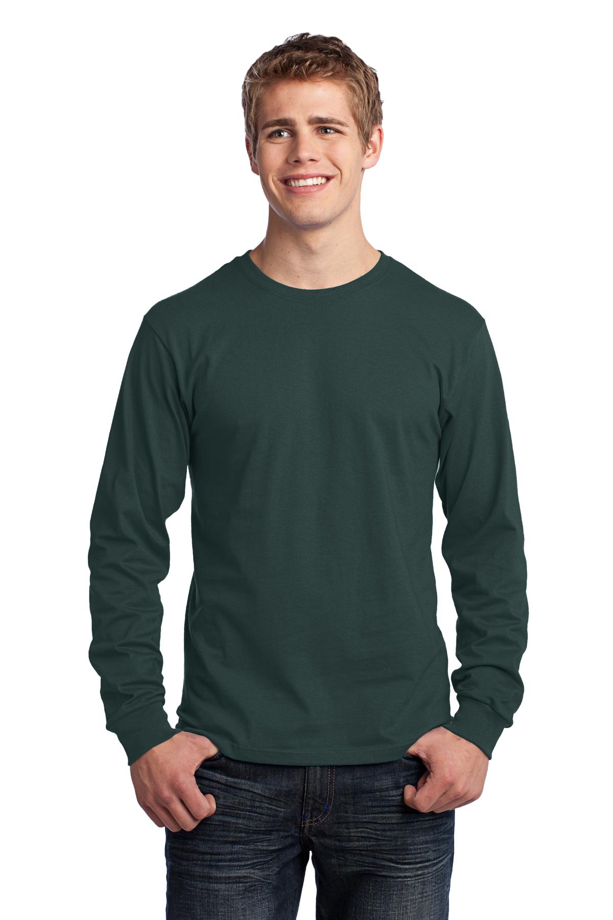 Unisex Long Sleeve Core Cotton Tee - Dark Green