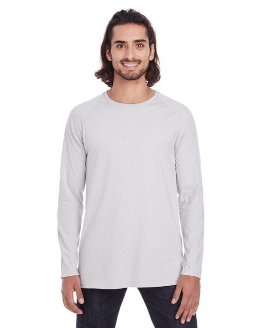 Unisex Lightweight Long & Lean Raglan Long-Sleeve T-Shirt - Silver