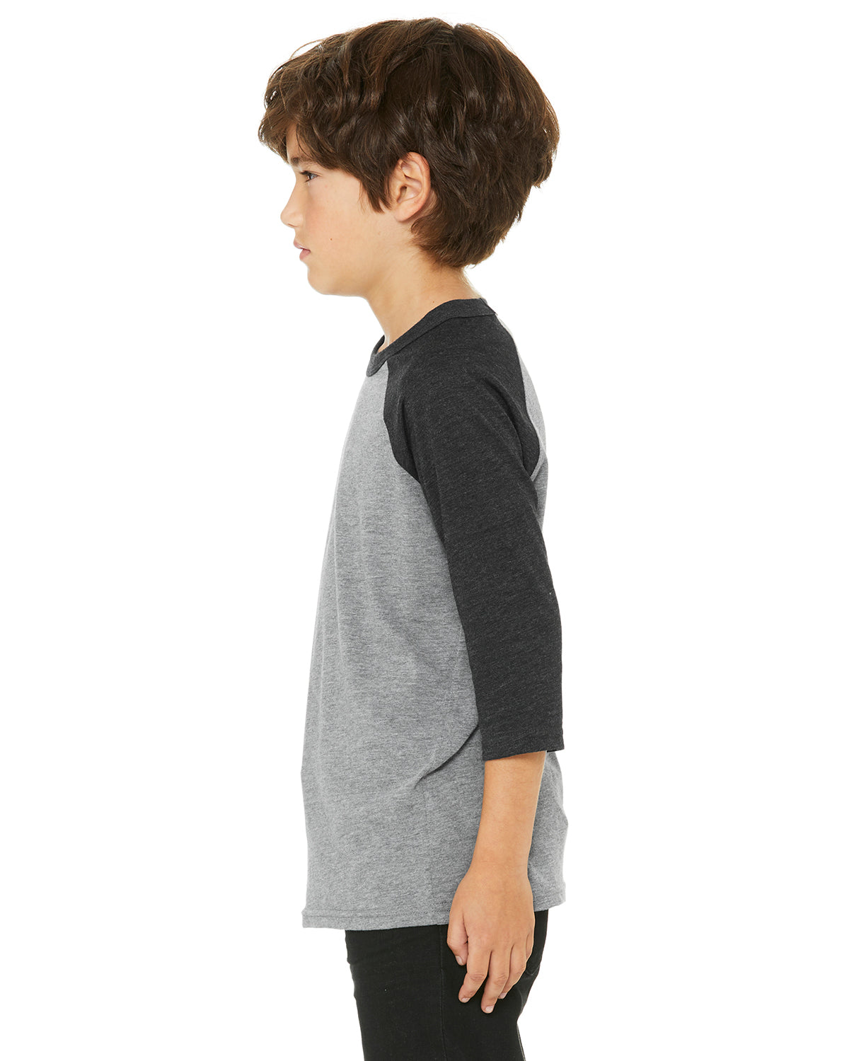 Youth 3/4-Sleeve Baseball T-Shirt - Gray / Charcoal Black Triblend