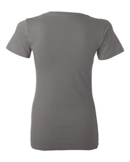 Ladies' Jersey Short-Sleeve Deep V-Neck T-Shirt - Asphalt