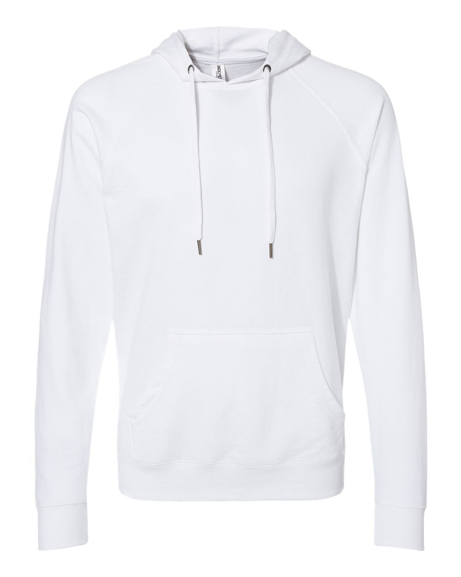 Unisex Lightweight Loopback Terry Hooded Pullover - White