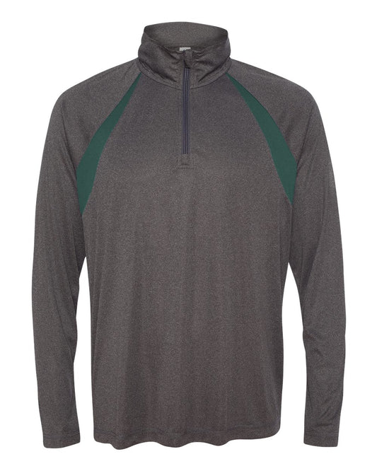 Quarter-Zip Lightweight Raglan Pullover - Dark Gray Heather / Sport Fr