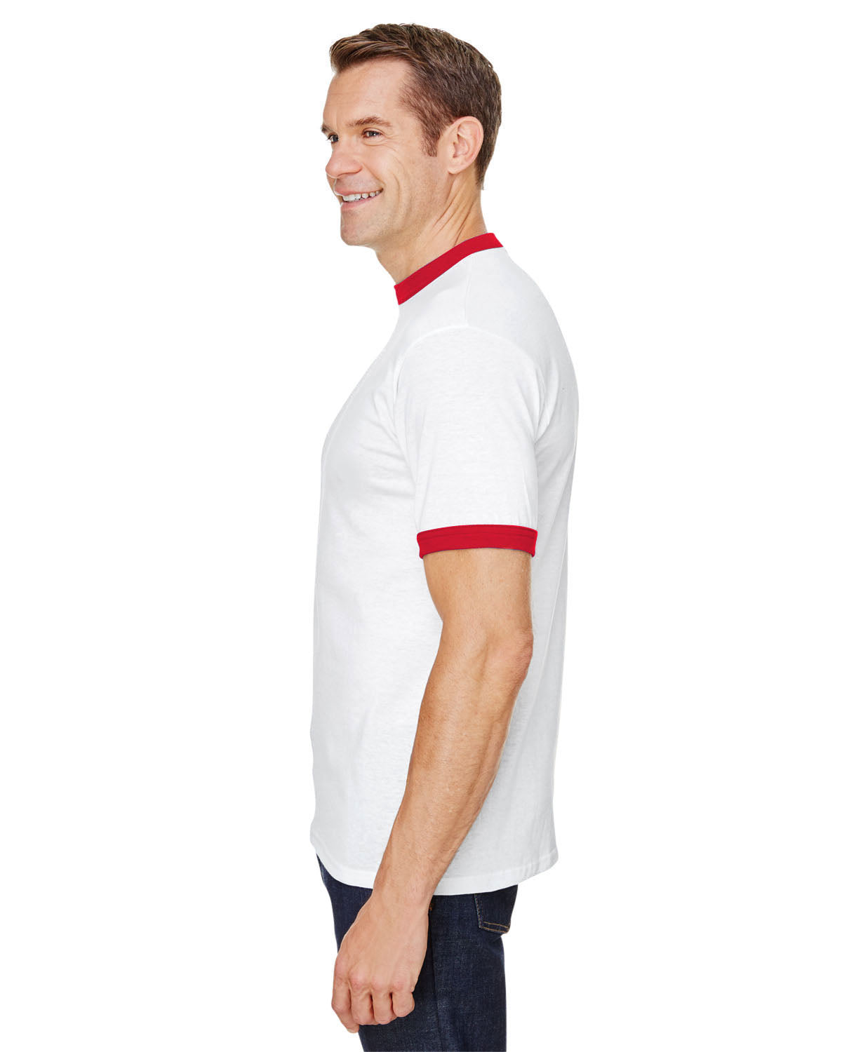 50/50 Ringer T-Shirt - White / Red