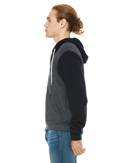 Unisex Poly-Cotton Sponge Fleece Full-Zip Hoodie - Heather Dark Gray / Black