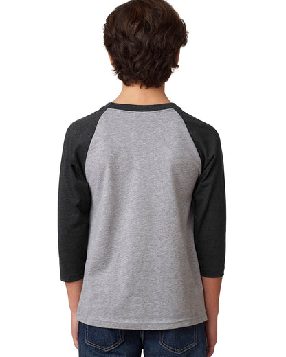 Youth CVC 3/4-Sleeve Raglan - Black / Dark Gray Heather