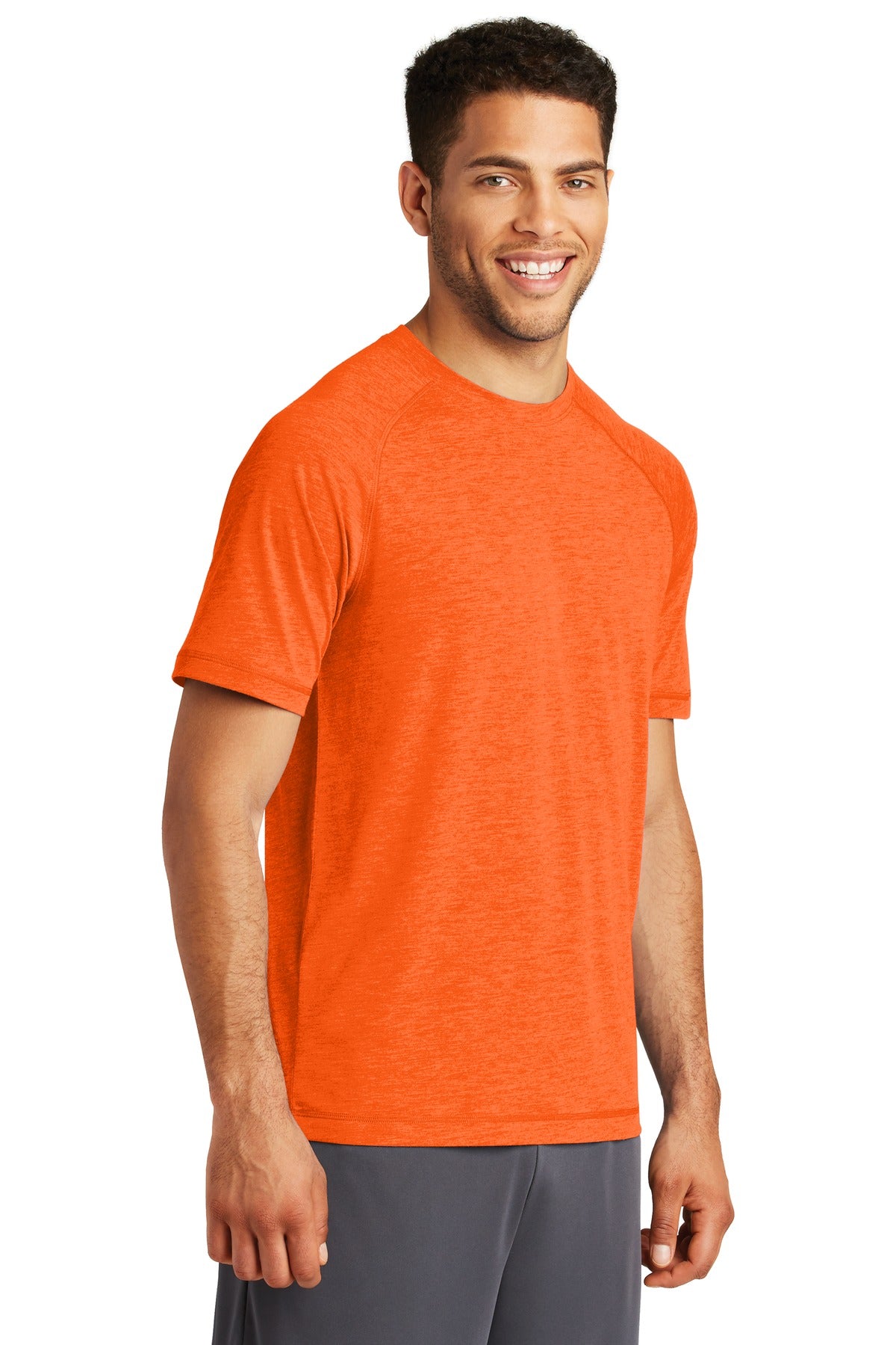 Unisex PosiCharge Tri-Blend Wicking Raglan Tee - Deep Orange Heather
