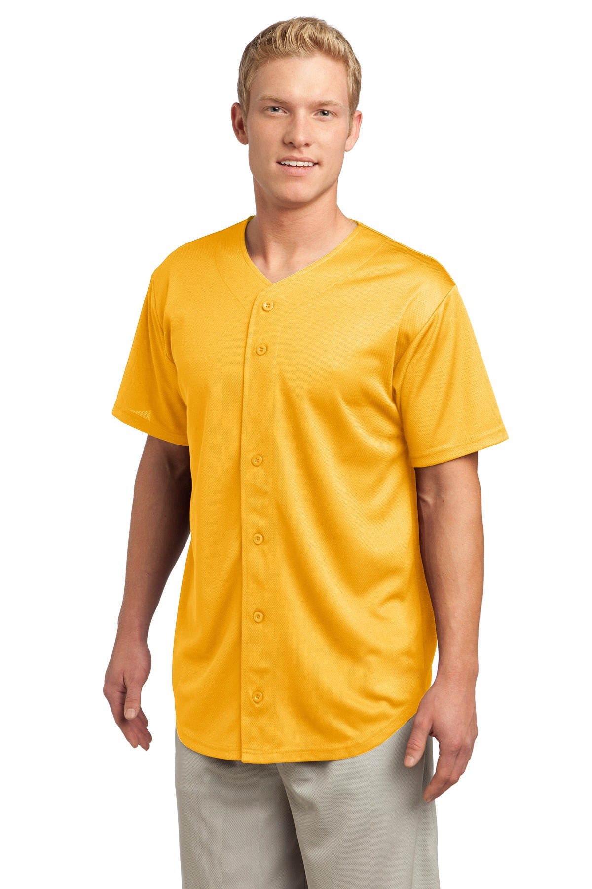 Unisex PosiCharge Tough Mesh Full-Button Jersey - Gold