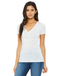 Ladies' Jersey Short-Sleeve Deep V-Neck T-Shirt - White Marble