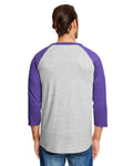 Unisex Raglan T-Shirt - Oxford Gray Heather / Purple