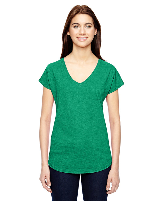Women's Triblend V-Neck T-Shirt - Heather Green
