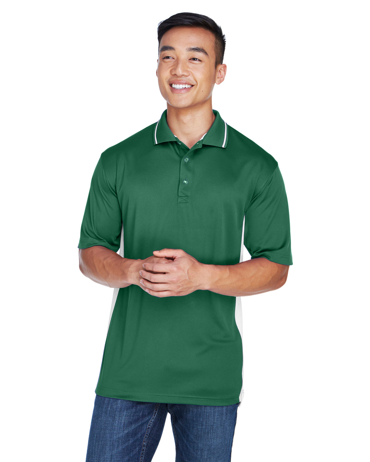 Men's Cool & Dry Sport Two-Tone Polo - Forest Green / White