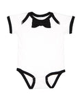 Infant Baby Rib Bow Tie Bodysuit - White / Black