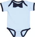 Infant Baby Rib Bow Tie Bodysuit - Light Blue / Navy