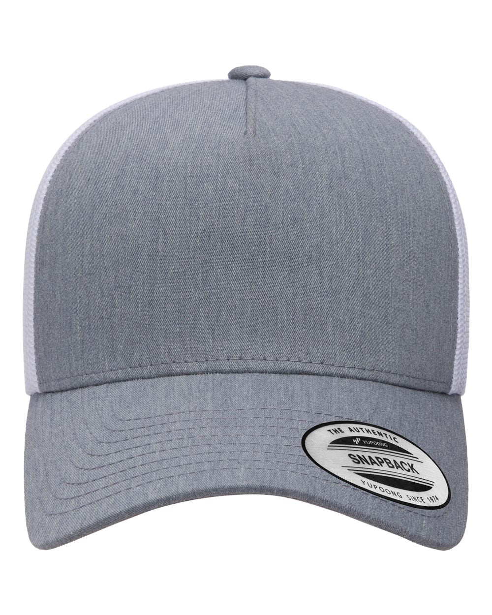 Unisex 5-Panel Retro Trucker Cap - Heather/White