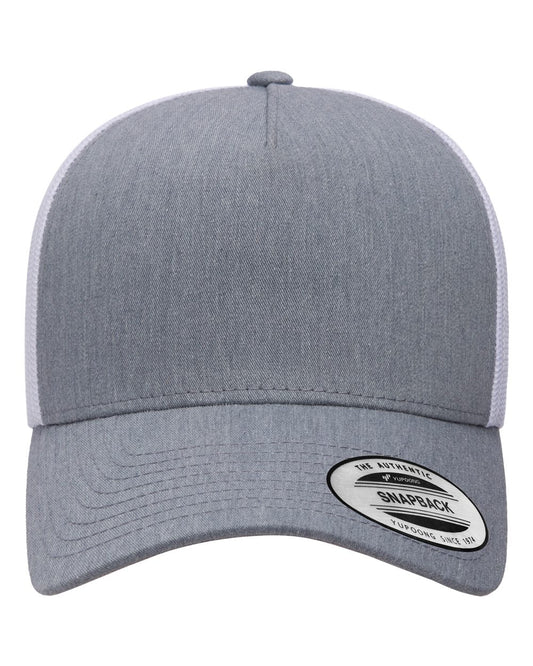 Unisex 5-Panel Retro Trucker Cap - Heather/White