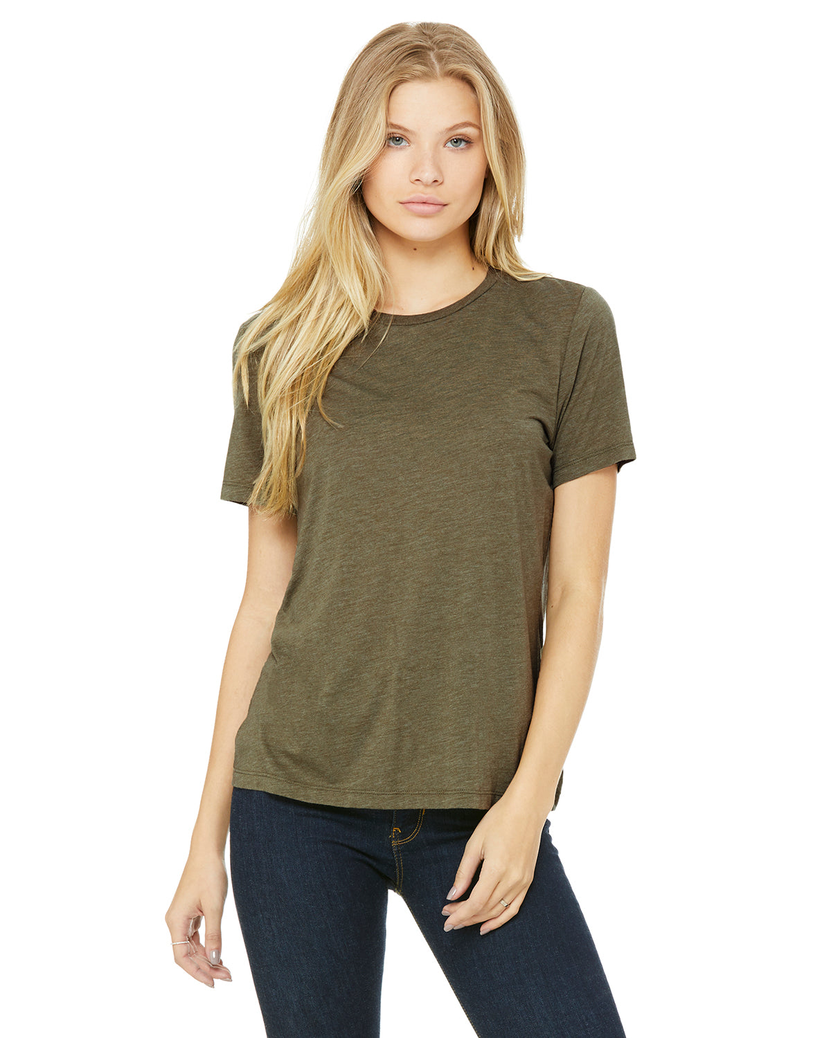 Women's Triblend Relaxed Jersey Short-Sleeve T-Shirt - Olive Triblend