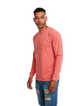 Unisex Inspired Dye Long-Sleeve Crew with Pocket - Guava