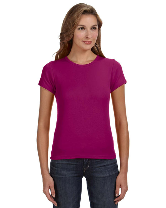 Women's 1x1 Baby Rib Scoop T-Shirt - Raspberry