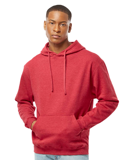 Unisex Fleece Pullover Hoodie - Heather Red
