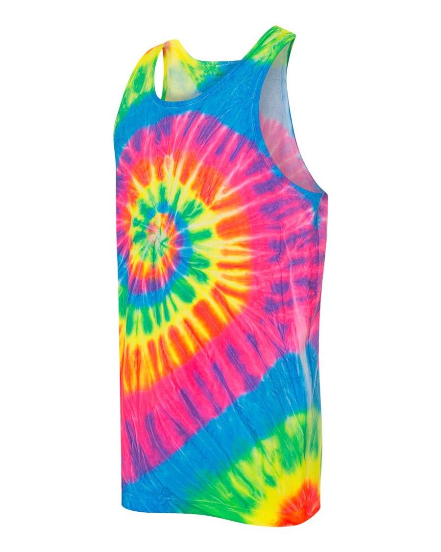 Unisex Multi-Color Spiral Tank Top - Fluorescent Rainbow Spiral