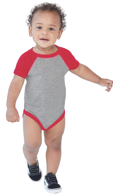 Infant Baseball Bodysuit - Vintage Heather / Vintage Red