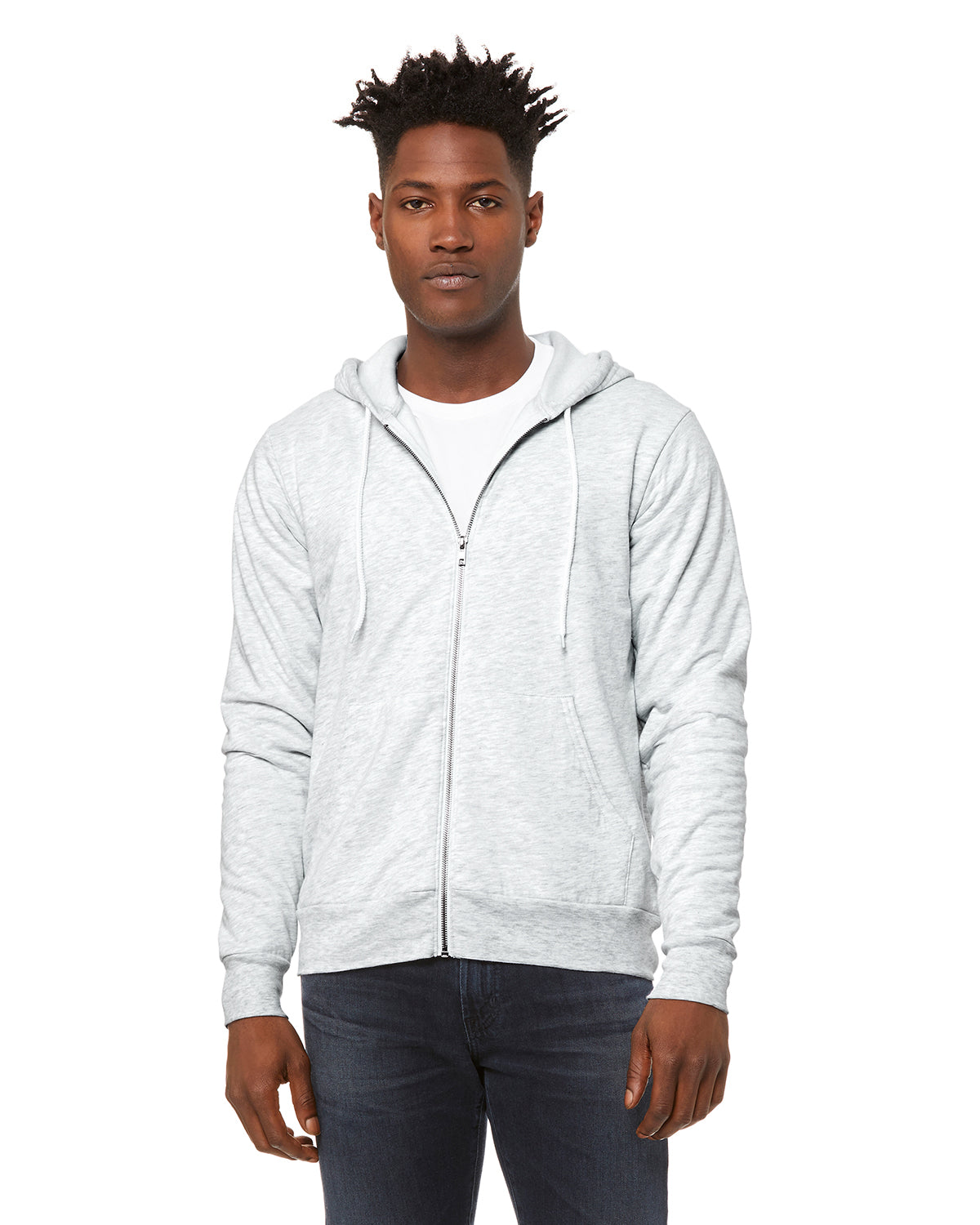 Unisex Poly-Cotton Sponge Fleece Full-Zip Hoodie - Ash