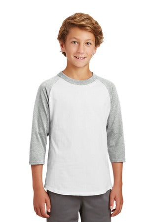 Youth Colorblock Raglan Jersey - White / Gray Heather